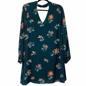 The Room Green Floral Swiss Dot Long Sleeve Dress